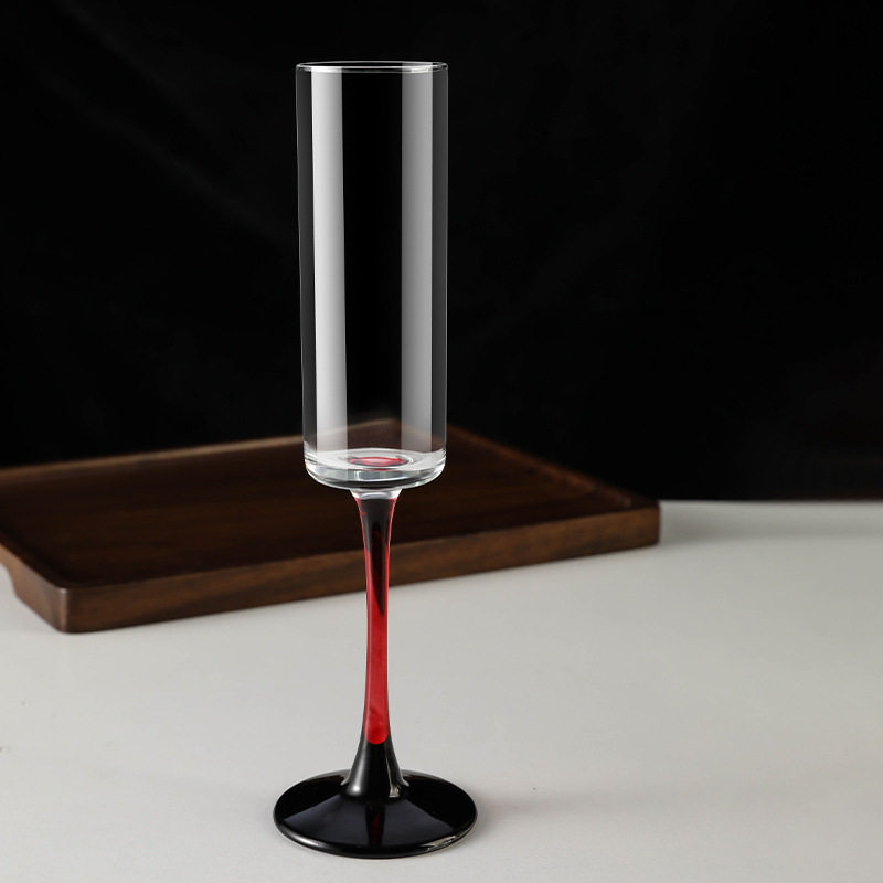 European Red Rod Champagne Glass Household High-End Creative Crystal Glass Red Wine Glass Goblet Pair of Sparkling Wine Glasses