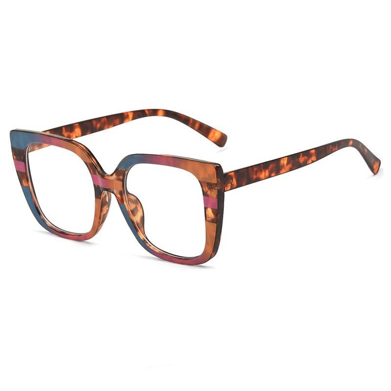New Style Simple and Fashionable Leopard Print Frame Plain Plain Mirror Internet Celebrity Same Style Distinctive Instagram European and American Anti-Blue Light Glasses Frame