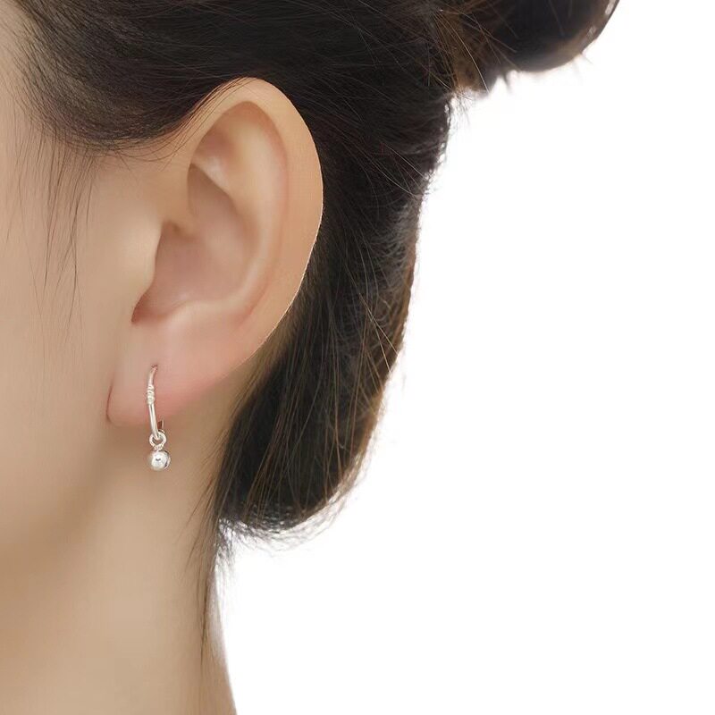 S999 Sterling Silver Earrings, Feminine Couple, Simple, Accessible Luxury, High-End Earrings, Niche Korean Style Ins Retro Earrings