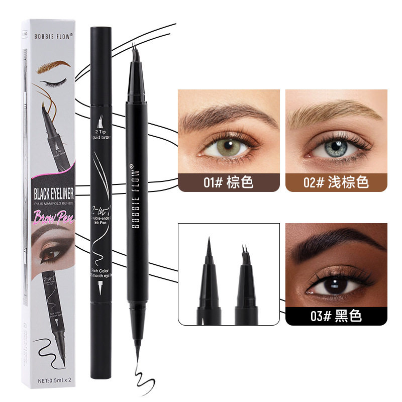 Cross-border e-commerce makeup natural smooth 15-degree angle double-headed wild eyebrow bifurcation eyebrow pencil waterproof sweat-proof not dizzy