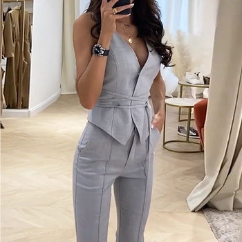 Cross-border Independent Station Foreign Trade 2023 Summer New Set Temperament Waist Sexy Vest Leggings Two-piece Set for Women