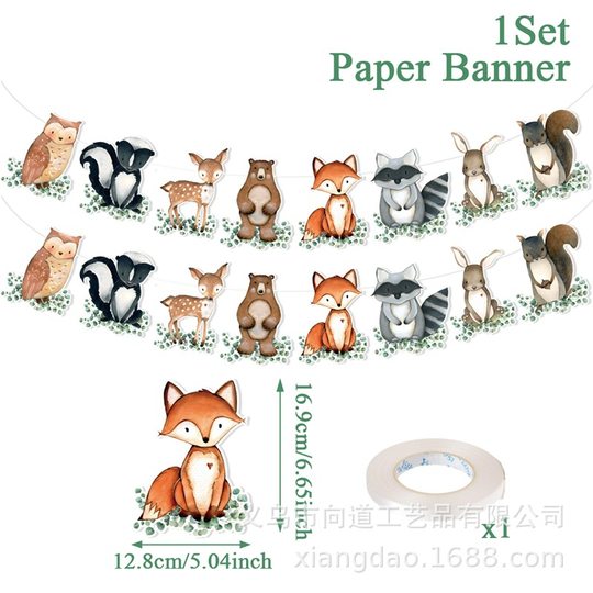 New cute animal theme flag children baby birthday letters dinosaur banner birthday party decoration special