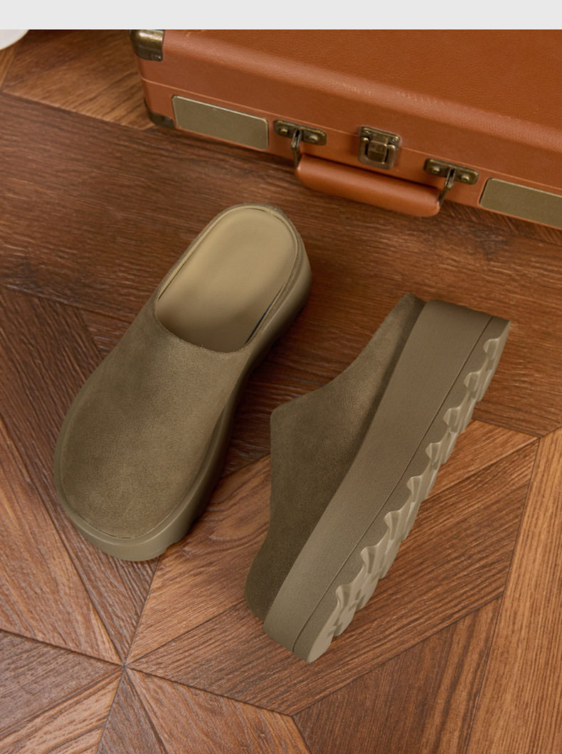 Dép sandal nữ quai chữ V đế dày phong cách Birkenstock — Lạc đà, Ka ki chi tiết 15