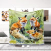 1 x Vintage Country Style Blanket, Animal Dog Digital Print Flannel Soft Comfortable Blanket