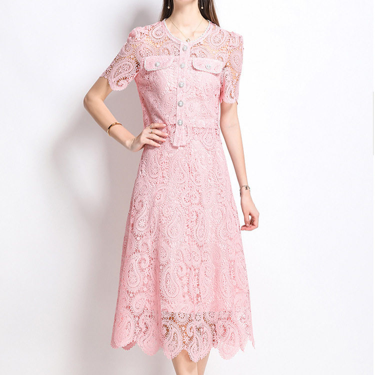 Lace Two Piece Set Embroidered Top and Skirt Elegant Spring Summer Fashion for Women Wholesale Available