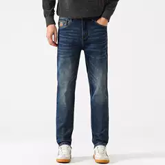 Classic American Jeans Autumn and Winter New Trendy Fashion Versatile Simple Casual Washed Men's Slim Fit Long Pants