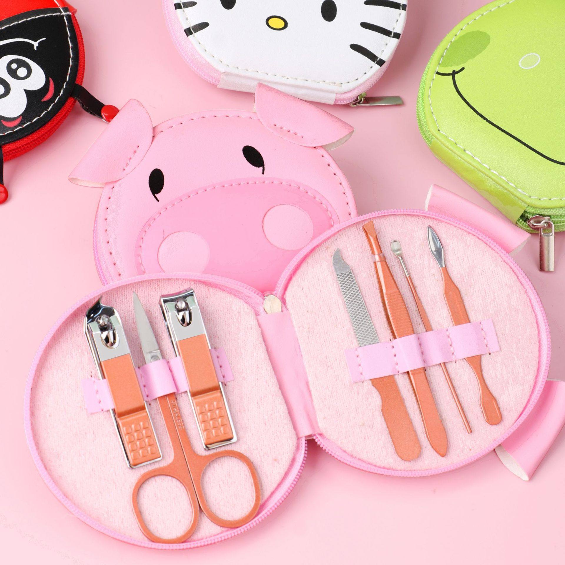 In-Stock Cartoon Piglet Nail Care Tool Set, Nail Clippers for Home Use, Complete Nail Clipper Set, Mini