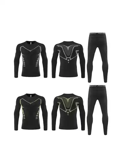 High Elastic Kids & Adults Printed Compression Training Suit Quick-Dry Basketball Soccer Sports Set Gym Base Layer