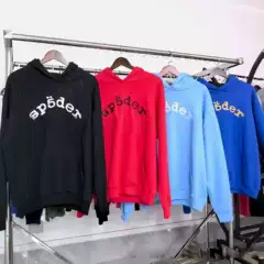 Cross-Border Hot-Selling Item 1:1 High-Quality Version 450g Heavyweight Fleece-Lined Full Rhinestone Spider Web Hoodie Sp5Der Vvs