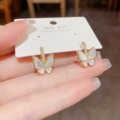 No.3 zircon fritillary butterfly ear buckle (thick gold plating)