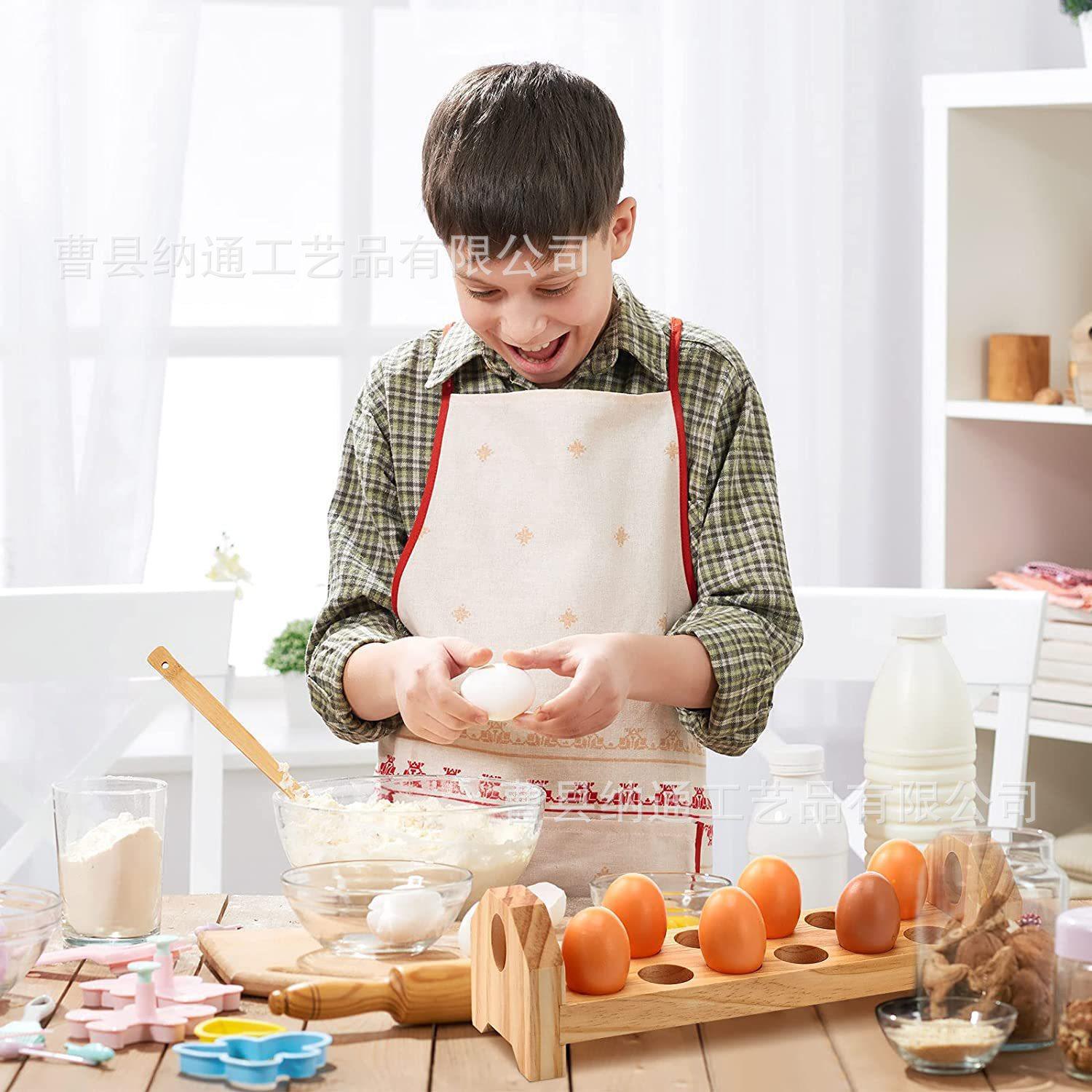 Spot Wooden Egg Tray Household Kitchen Storage Rack Egg Storage Rack Kitchen Tabletop Egg Tray