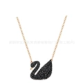Black swan rose gold large necklace