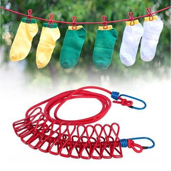 Windproof and Non-Slip Outdoor Clothesline with Clips for Hanging Quilts, Indoor Travel No-Drill Clothesline