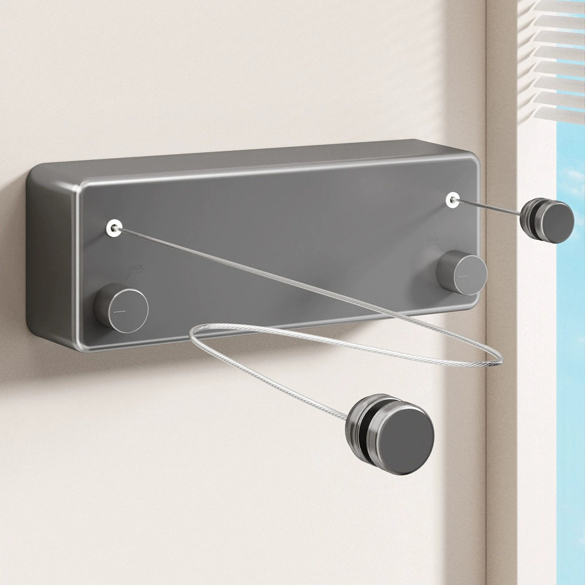 Non-perforated clothesline indoor drying quilt sandal line invisible retractable drying rack stainless steel wire rope balcony