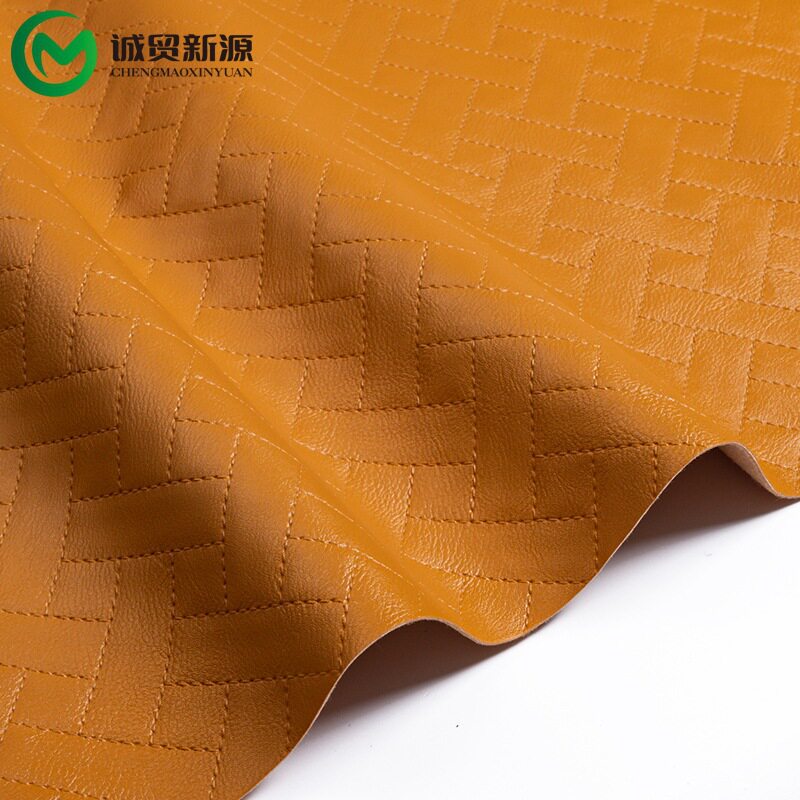 Braced Bottom Woven Pattern PVC Leather Cosmetic Bag Sofa Seat Cushion Shoe Material Furniture Artificial Leather Fabric Chengmao Factory