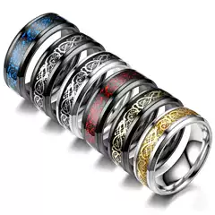 Cross-Border Popular Jewelry, Dragon Pattern Ring, Trendyy and Versatile Titanium Steel Ring, European and American Fashion Men's Ring Wholesale