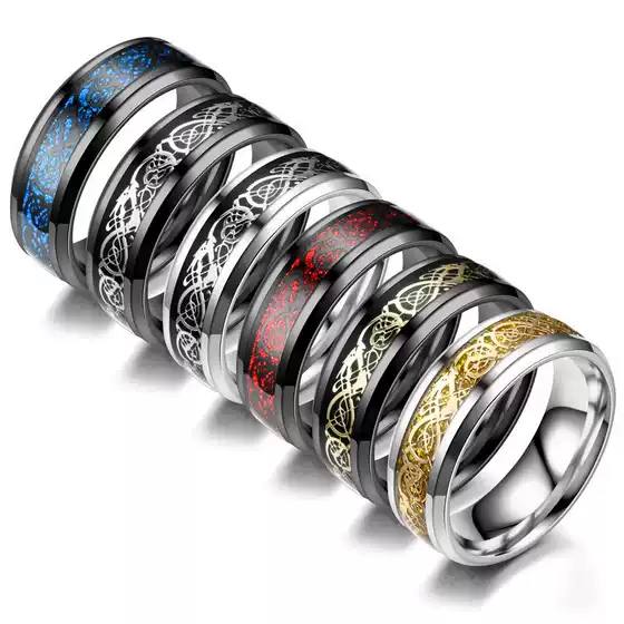 Cross-Border Popular Jewelry, Dragon Pattern Ring, Trendyy and Versatile Titanium Steel Ring, European and American Fashion Men's Ring Wholesale