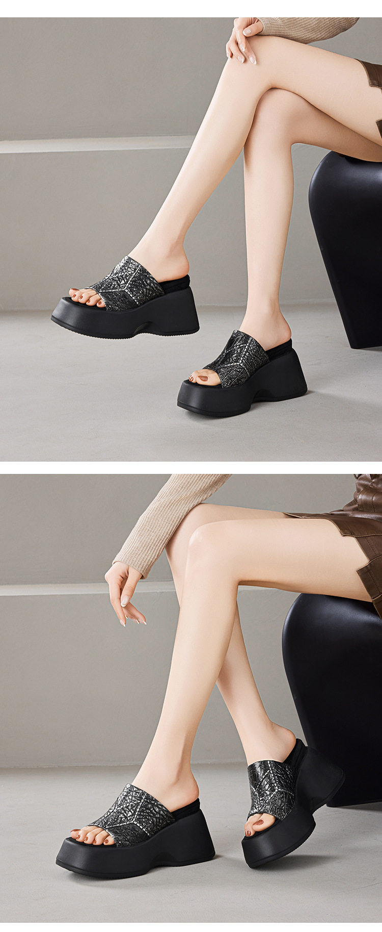 Sandal cao gót nữ hở mũi đế platform gót 10 cm — Áo khoác sáng chi tiết 8