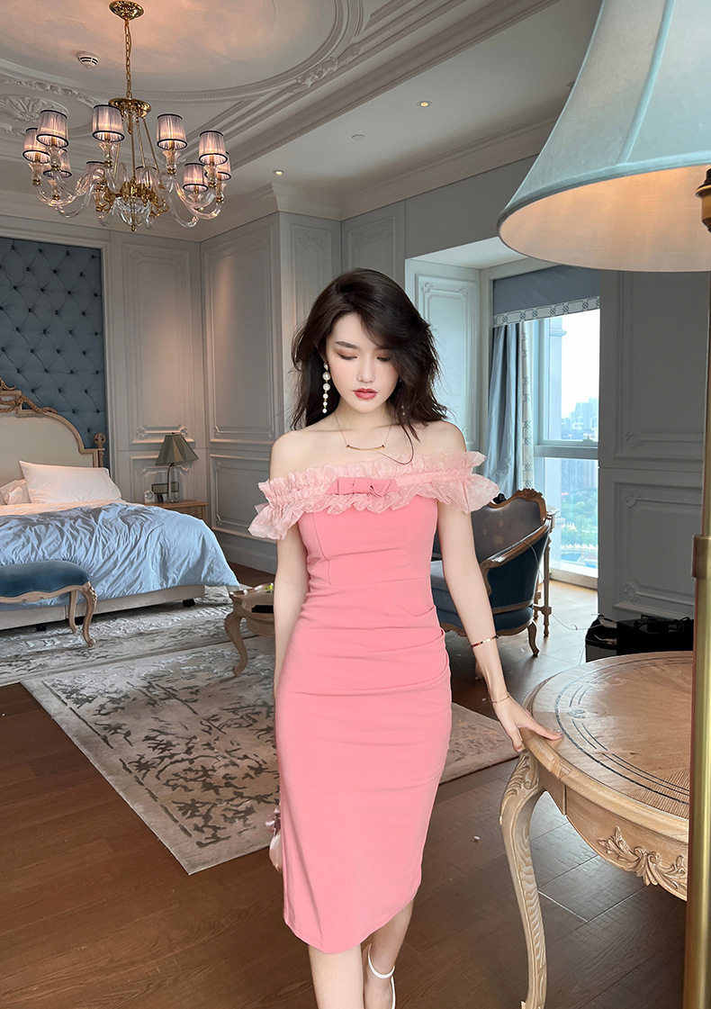 Đầm ôm body nữ dáng midi cổ yếm tay ngắn chất liệu thun lạnh cao cấp — [Hồng đậu] chi tiết 9