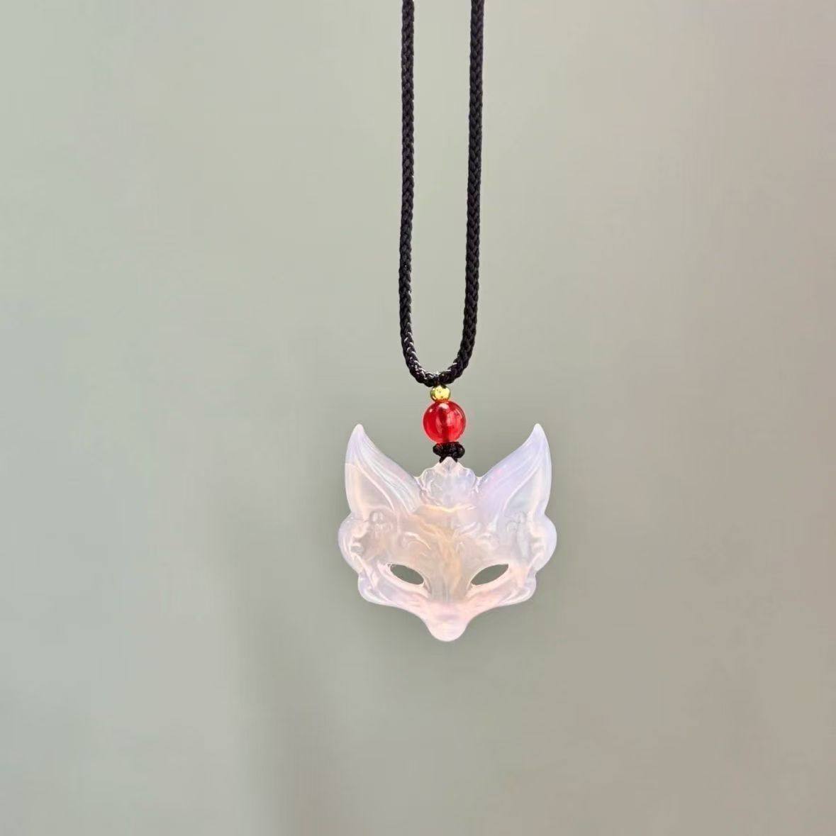 Chinese Style Mask Fox Face Aesthetic Fox Weaving Guardian Pendant Men and Women Necklace Couple Best Friend New Chinese Style