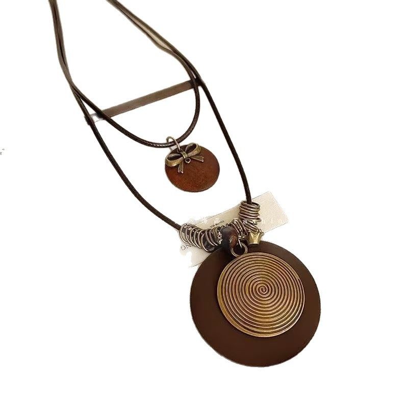 New Chinese Style Retro Long Sweater Chain Zen Feather Necklace Women's 2024 New Ethnic Style Stacking Accessories Autumn