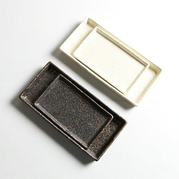 Jiutian Burned Ceramic Long Plate Japanese Style Sushi Naked Fish Plate Vintage Hammered Tray Featured Hotel Tableware