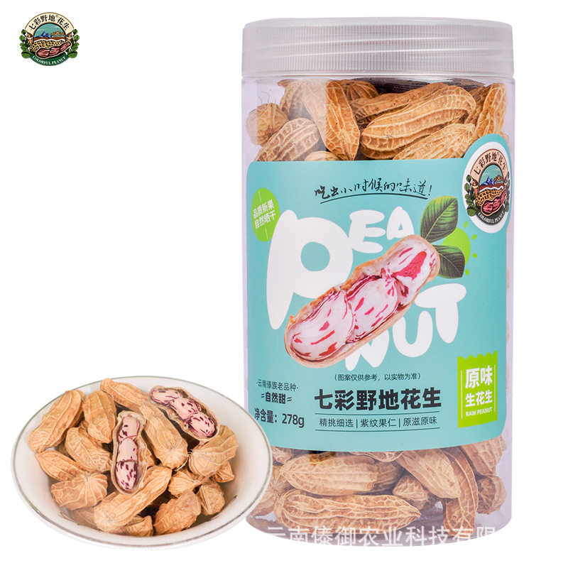 Colorful peanut newly dried colorful wild peanut 278g/Can original flavor raw peanut with Shell Yunnan specialty nut