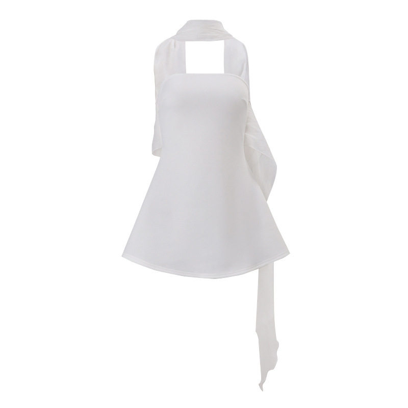 Chic French Style Strapless Dress Elegant Solid Color Flowy Design Autumn Fashion Wholesale Available