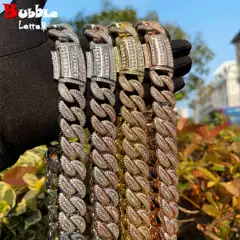 Cross-border supply of European and American hip-hop fashion 20mm ladder square bent buckle necklace personality niche foreign trade hip-hop jewelry