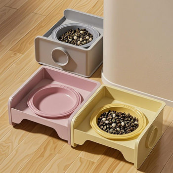 Pet Cube Cat Bowl Rack Dining Table Cat and Dog Bowl Dog Bowl Cat Food Bowl Ceramic Pet Bowl Water Bowl Food Leak-Proof Neck Protector