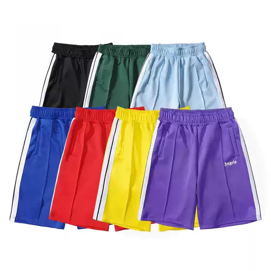 Cross-Border Pa Angel Trendy Brand Striped 3D Printed Shorts for Men and Women Couples Fog High Street Palm Tree Loose Five-Point Shorts