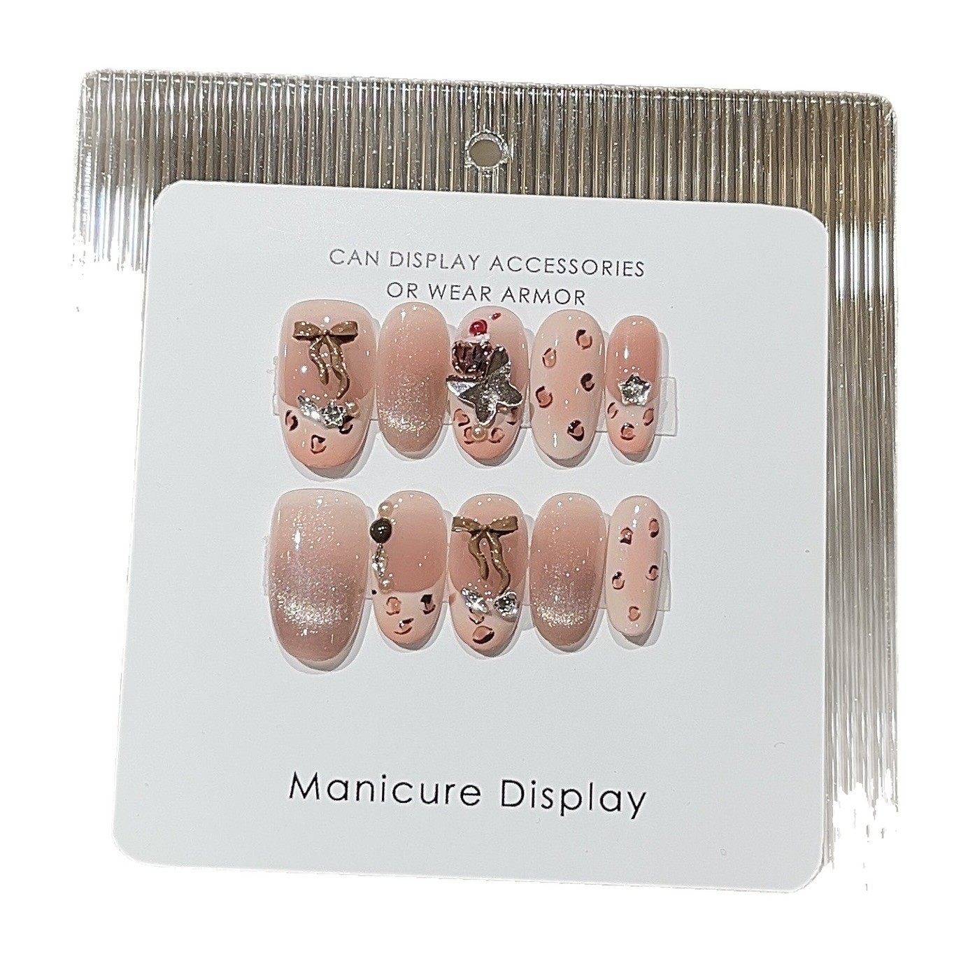 【甜心可露丽】甜欲可爱风粉豹纹猫眼小蛋糕贴钻显白穿戴甲,淘宝优惠券,粉丝福利购,淘宝优惠卷