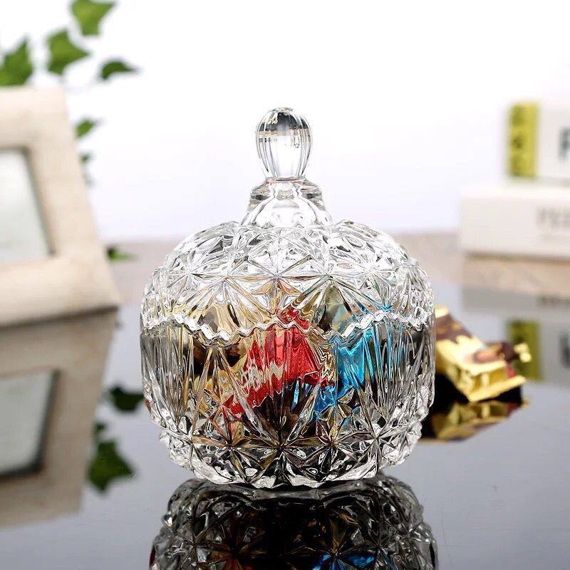 Glass Jewelry Box Candy Jar Cotton Swab Cartridge Case Ashtray Scented Tea Jar Storage Box Storage Jar