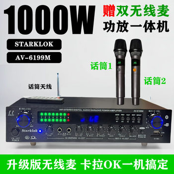 600W Power Amplifier Home Professional High-Power Karaoke Audio with Bluetooth Radio Wireless Microphone Amplifier Integrated