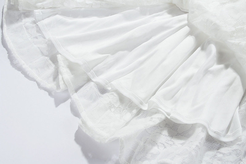 Đầm suông nữ midi cổ tròn tay ngắn, chất liệu polyester mềm mại — Trắng chi tiết 12