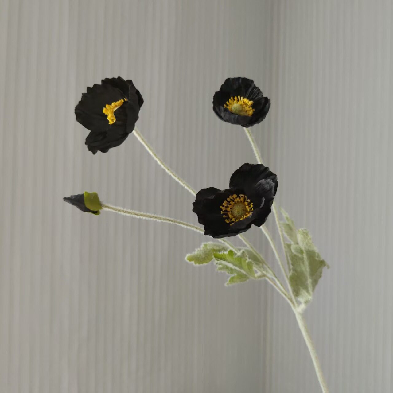 仿真花虞美人绢花植绒仿真罂粟花4头亚马逊跨境货源摄影装饰花材