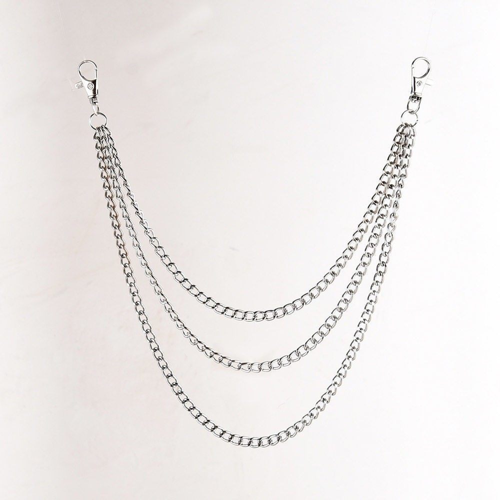 European and American Cross-Border Punk Style Double-Layer Metal Skull Pendant Pants Chain for Men and Women, Trendy and Cool Chain Waist Chain Hip-Hop Accessories