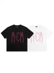 Cross-Border Thugclub American Retro Niche Fashion Brand Star and Moon Pattern Printed Double Yarn Pure Cotton Round Neck Short-Sleeved T-Shirt