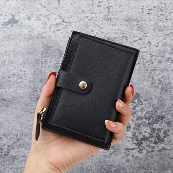 Short Wallet for Women 2025 New Multi-Card Slot Zipper Button Card Holder Student Coin Purse Female Multi-Function