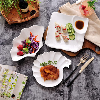Ceramic Pure White Creative Plate Shaped Western Food Plate Shallow Plate Square Plate Hotel Tableware Dish Household Dish Dishpoint Plate