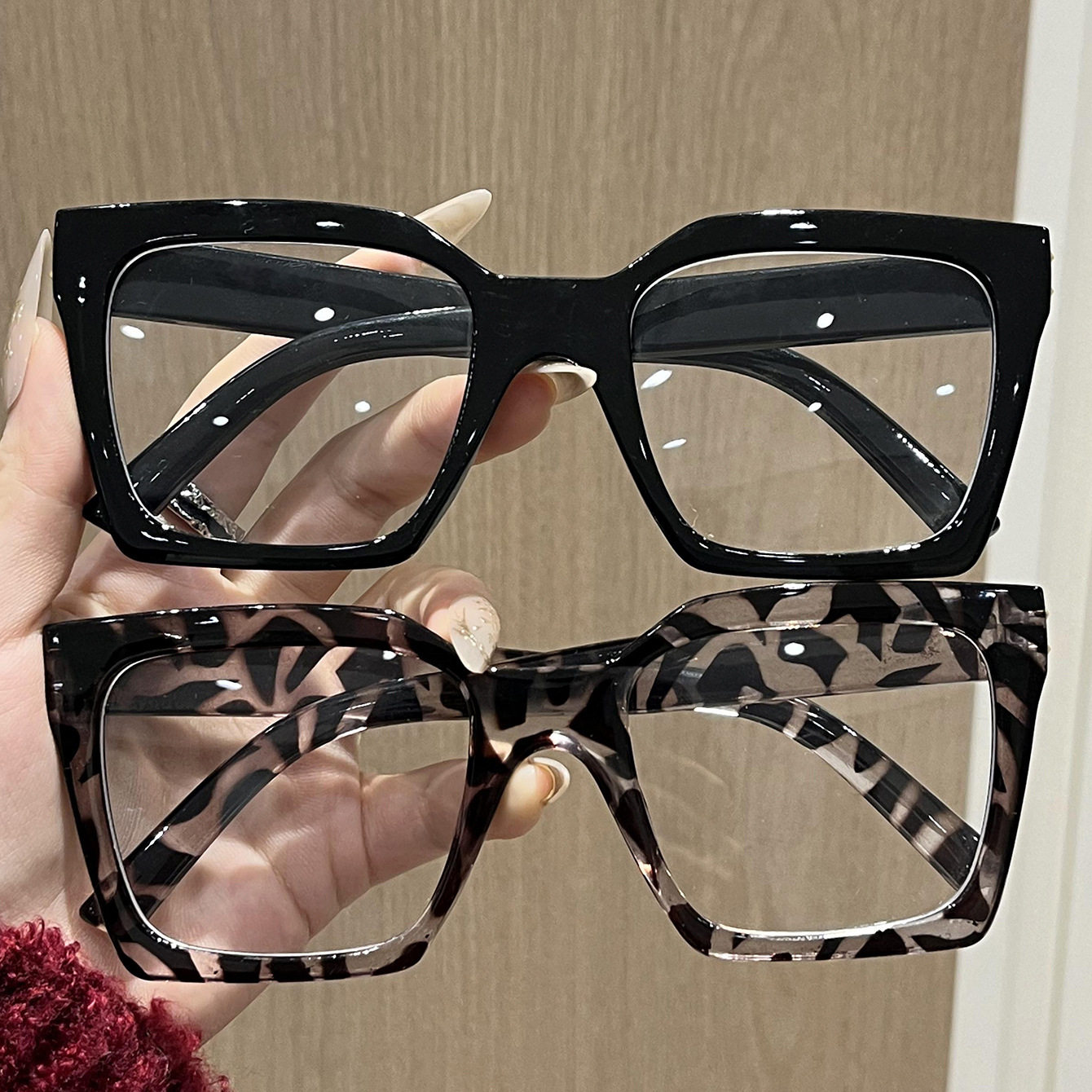 Contrast Color Square Large Frame Flat Mirror Women's Cross-Border Internet Celebrity Same Style Anti-Blue Light Glasses Simple and Versatile Plain Glasses Frame