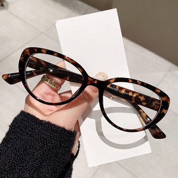 Cat's Eye Glasses Frame Women's Plain-looking TR Short-range Mirror Frame Internet Celebrity Photographing Anti-blue Radiation-proof Black Frame Flat Mirror