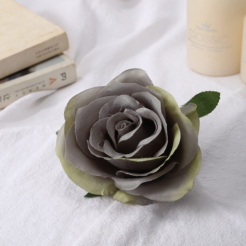仿真玫瑰花头DIY假花绢花婚庆婚礼花材胸花发饰装饰花玫瑰花批发