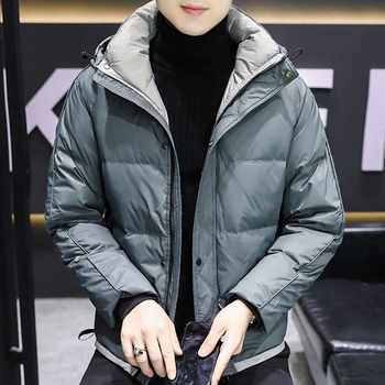 2024 Winter Light Down Jacket Men's plus size Fashion Brand Fashion Handsome Thickened White Duck Down Hooded Short Jacket