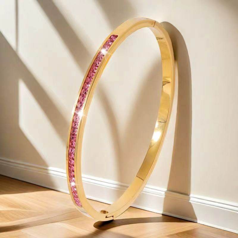 钛钢手镯女生高级感小众满天星不掉色镶钻精致排钻ins风满钻手环