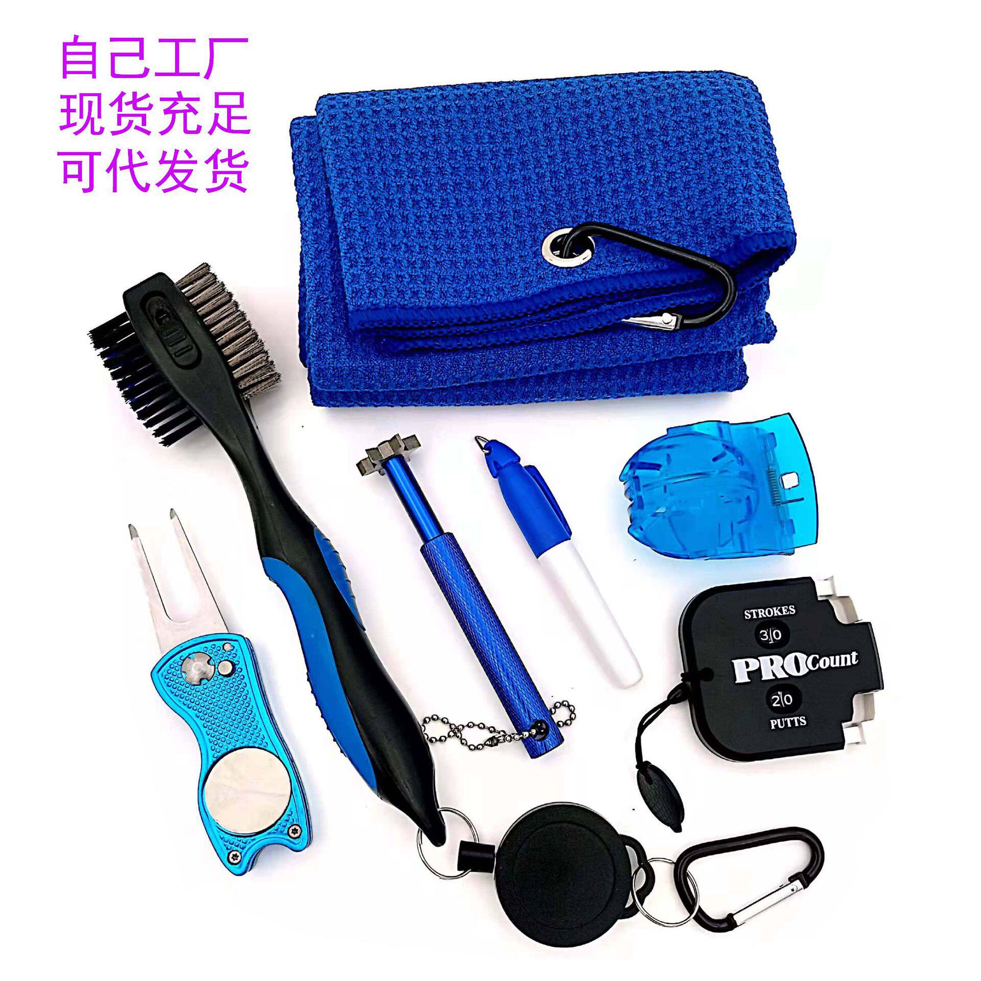 แปรงทำความสะอาดไม้กอล์ฟ [รุ่นใหม่] ที่ตักสกอร์แบบสีเขียว ปากกาทำเครื่องหมาย ใบมีดทำความสะอาดทรงหกเหลี่ยม