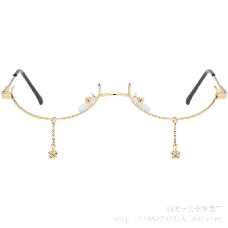 Second-dimensional lower half-frame glasses frame multi-style collection plain street photography artifact ins female decorative mirror can be equipped with myopia