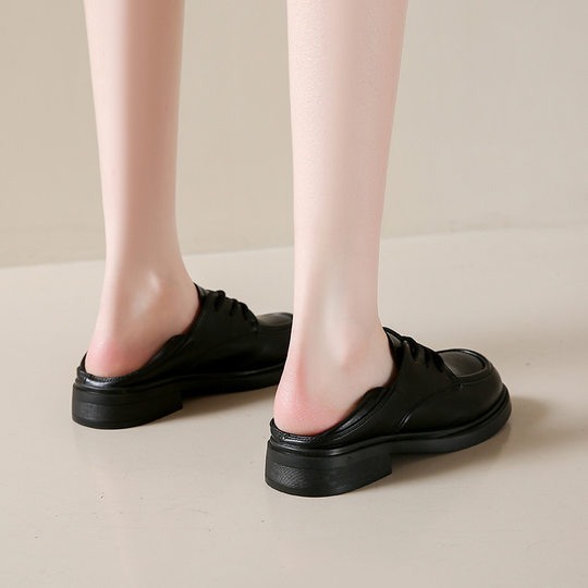 Mei Manlin British Style Soft Bottom Lace-up Small Leather Shoes New Retro Two-wear Single-layer Shoes Women's Thick Bottom Loafers