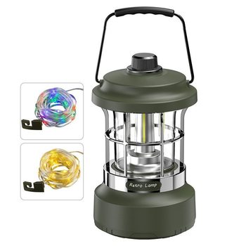 Four-Light String Camping Lamp Pull-String Portable Lamp Retro Outdoor Camp Lamp Rechargeable Tent Lamp String Ambient Light