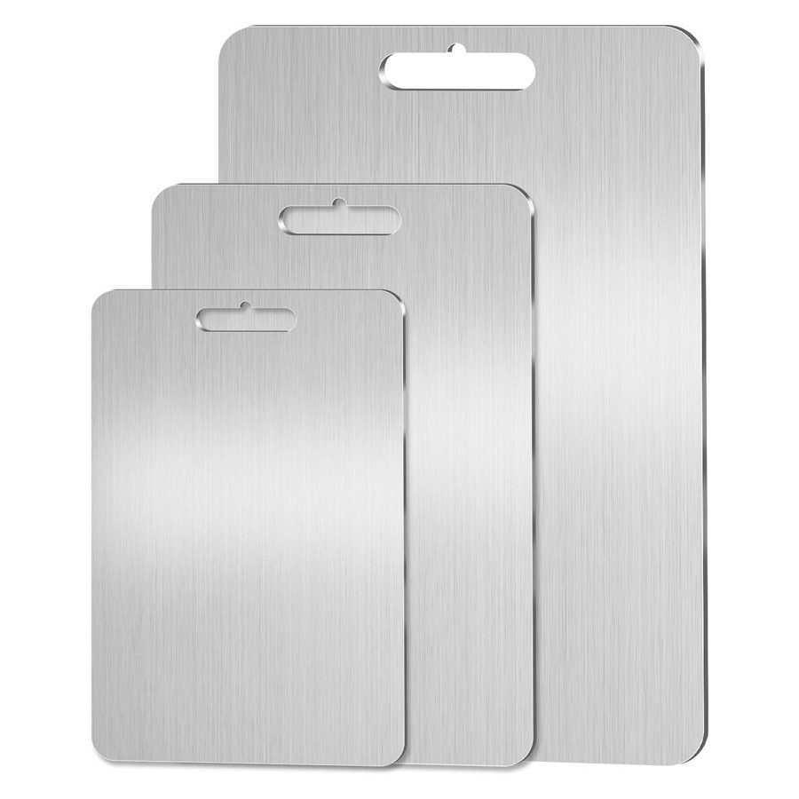 Cross-Border Popular Thickened Pure Titanium Cutting Board Antibacterial and Mildew-Proof Household Double-Sided Stainless Steel Fruit Cutting Board Pure Titanium